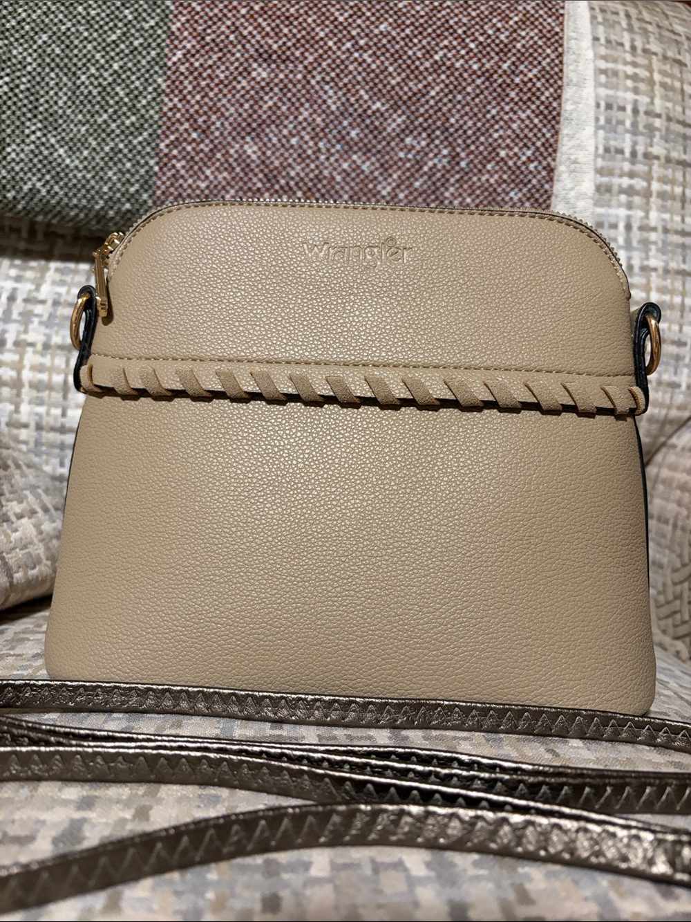 Wrangler Vegan Leather Crossbody Bag Taupe